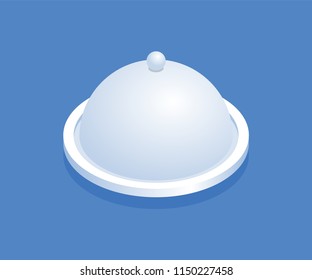 Round tray with lid isometric icon. Vector illustration for web design in flat isometric 3D style.