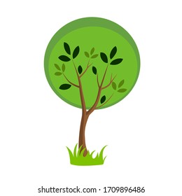 Round tree or bush in cartoon style.