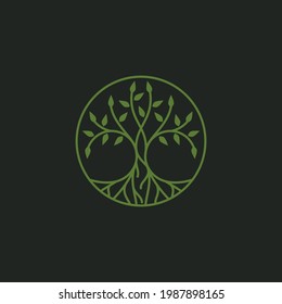 Round tree logo design illustration vector template