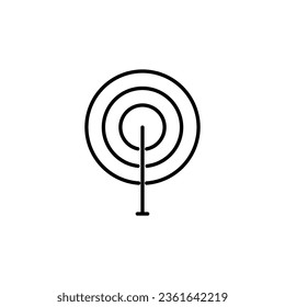 Signo de vector de contorno de árbol redondo. Ilustración vectorial para sitios web, aplicaciones, diseño, banners y otros fines