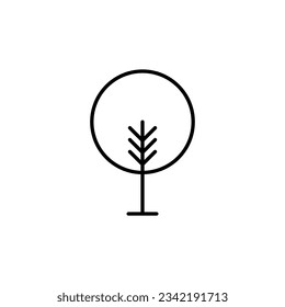 Icono de la línea del vector de árbol redondo para los anuncios. Perfecto para sitios web, libros, tiendas, tiendas. Actrazo editable con estilo de contorno minimalista