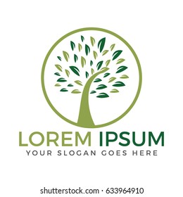 Round tree vector logo design.