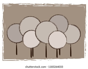 Round the trees on a brown background