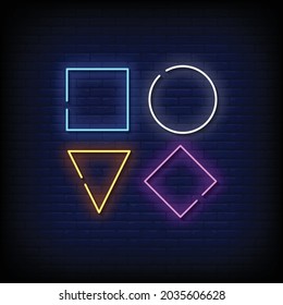 caja redonda y triangular Pantalla de texto con estilo de señal neón