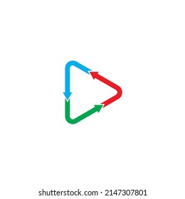 Round triangle colorful letter D simple symbol logo vector