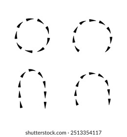 Round triangle in line arrow shape isolated vector illustration on white background.