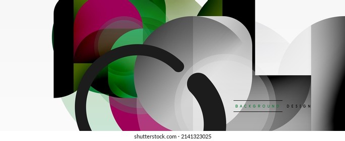 El triángulo redondeado forma líneas y círculos. Ilustración vectorial geométrica para fondo de banner de fondo o página de aterrizaje de papel pintado
