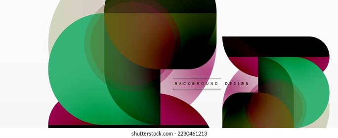 El triángulo redondeado forma líneas y círculos. Ilustración vectorial geométrica para fondo de banner de fondo o página de aterrizaje de papel pintado
