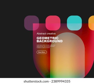 Round triangle and round square composition geometric background