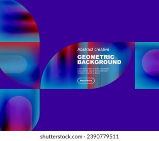 Round triangle and round square composition geometric background