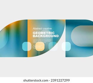 Round triangle and round square composition geometric background