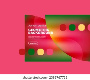 Round triangle and round square composition geometric background