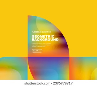Round triangle and round square composition geometric background
