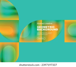 Round triangle and round square composition geometric background