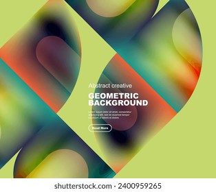 Round triangle and round square composition geometric background