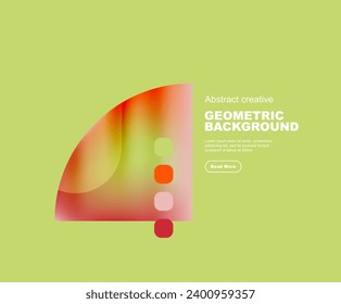 Round triangle and round square composition geometric background