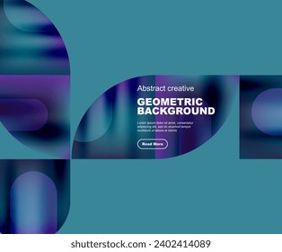 Round triangle and round square composition geometric background