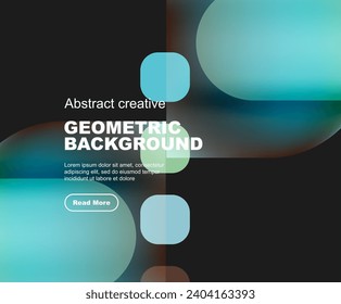 Round triangle and round square composition geometric background