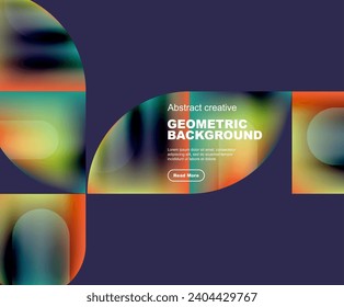 Round triangle and round square composition geometric background