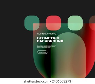 Round triangle and round square composition geometric background