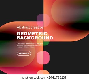 Round triangle and round square composition geometric background