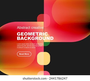 Round triangle and round square composition geometric background