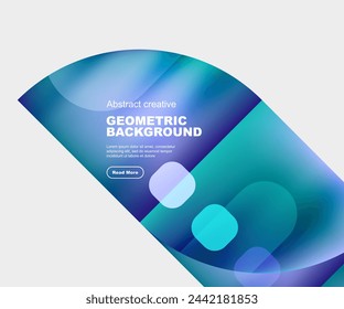 Round triangle and round square composition geometric background