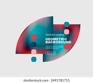 Round triangle and round square composition geometric background