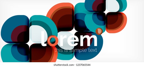 Round triangles geometric shapes composition, vector