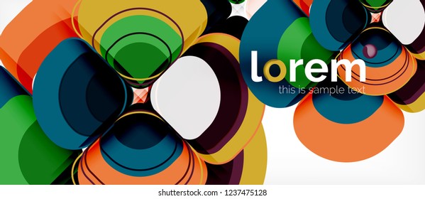 Round triangles geometric shapes composition, vector