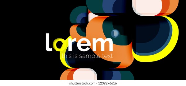 Round triangles geometric shapes composition, vector