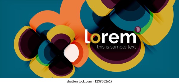 Round triangles geometric shapes composition, vector