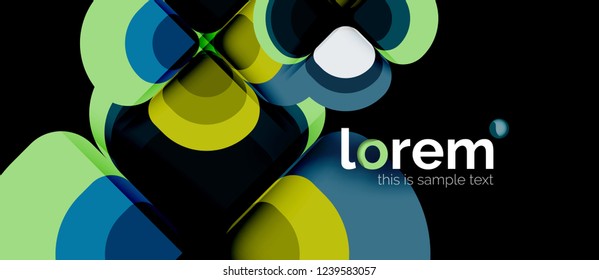 Round triangles geometric shapes composition, vector