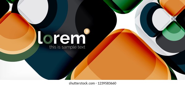 Round triangles geometric shapes composition, vector