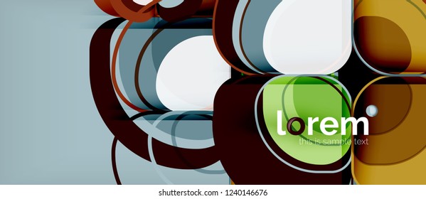 Round triangles geometric shapes composition, vector