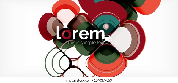 Round triangles geometric shapes composition, vector