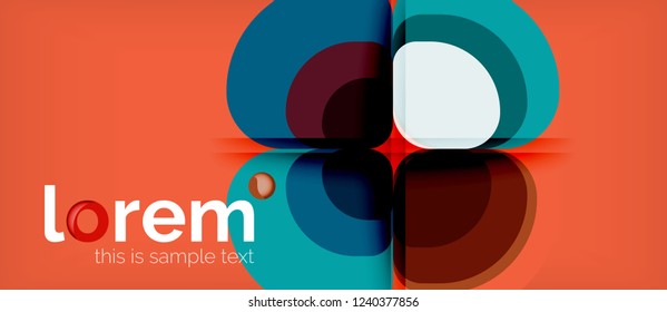 Round triangles geometric shapes composition, vector