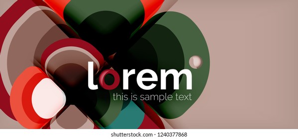 Round triangles geometric shapes composition, vector