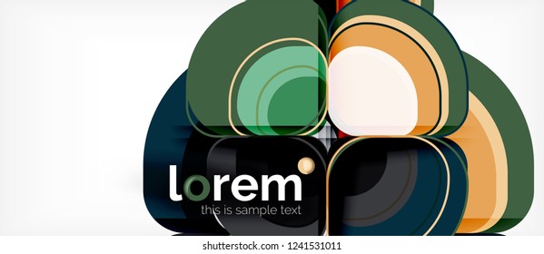 Round triangles geometric shapes composition, vector