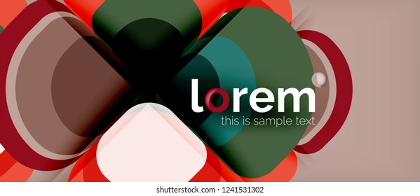 Round triangles geometric shapes composition, vector