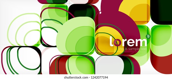 Round triangles geometric shapes composition, vector