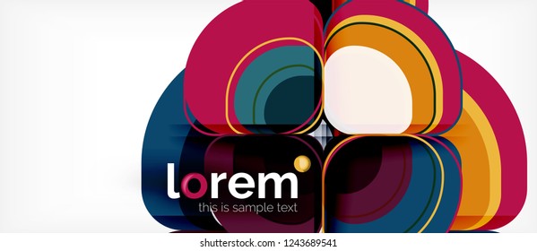 Round triangles geometric shapes composition, vector