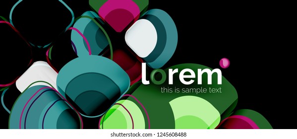 Round triangles geometric shapes composition, vector