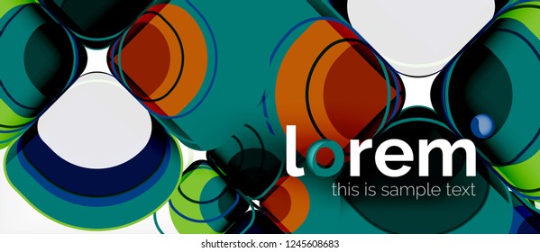 Round triangles geometric shapes composition, vector