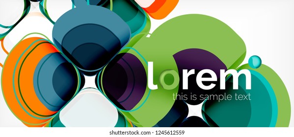 Round triangles geometric shapes composition, vector