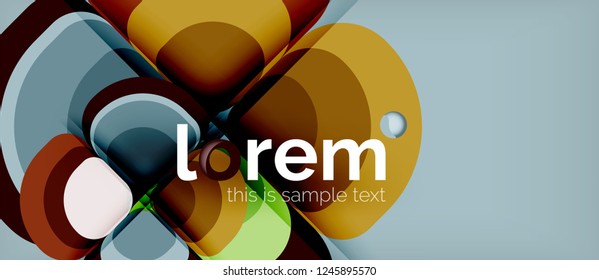 Round triangles geometric shapes composition, vector