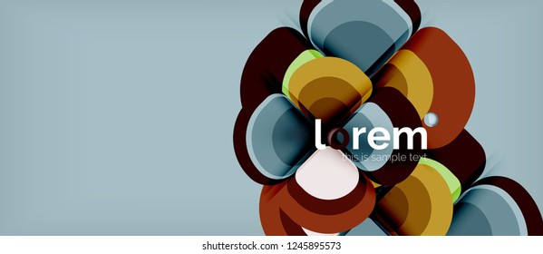 Round triangles geometric shapes composition, vector