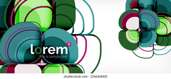 Round triangles geometric shapes composition, vector