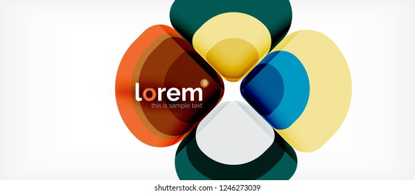 Round triangles geometric shapes composition, vector