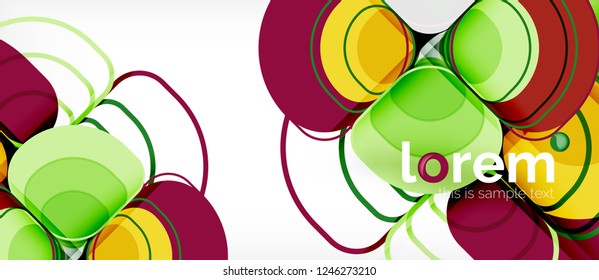 Round triangles geometric shapes composition, vector